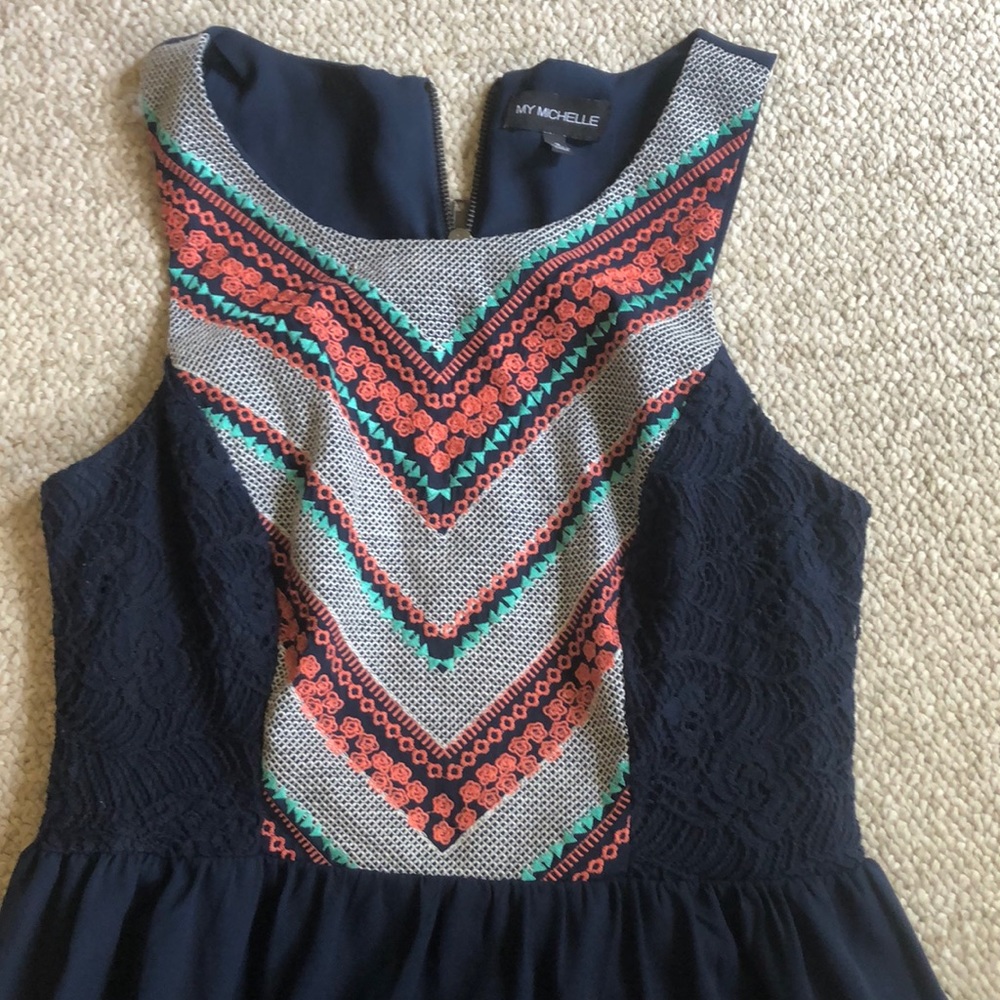 Navy short dress - Picture 2 of 3